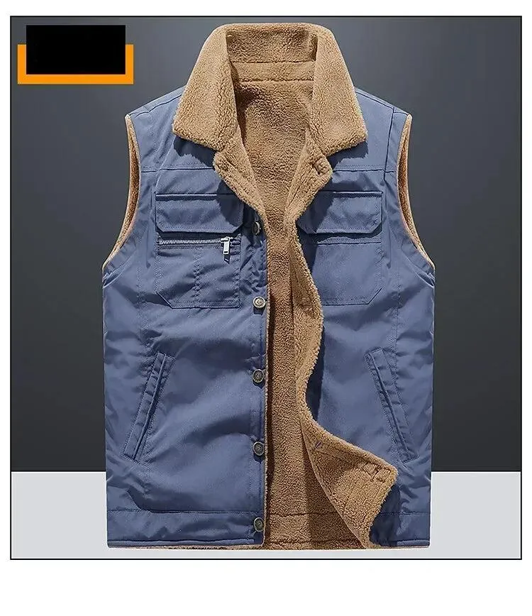 2024 Men’s Plus Size Fleece Vest – Warm Sleeveless Jackets, Autumn Winter Waist Coat up to 5XL C10