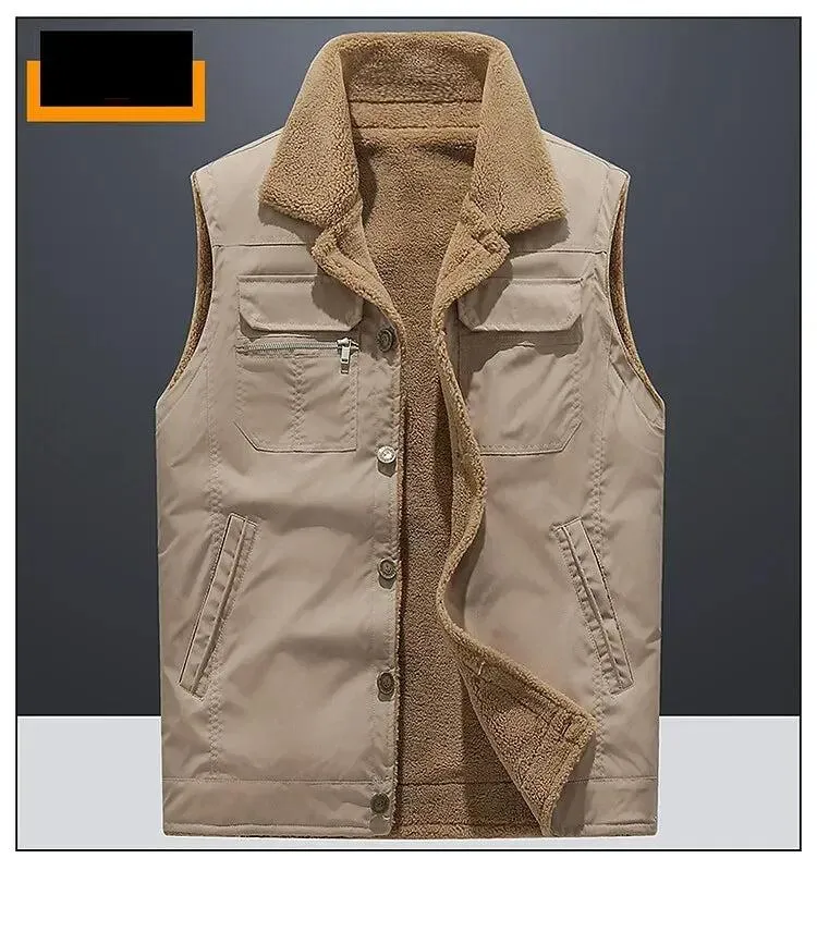 2024 Men’s Plus Size Fleece Vest – Warm Sleeveless Jackets, Autumn Winter Waist Coat up to 5XL C10