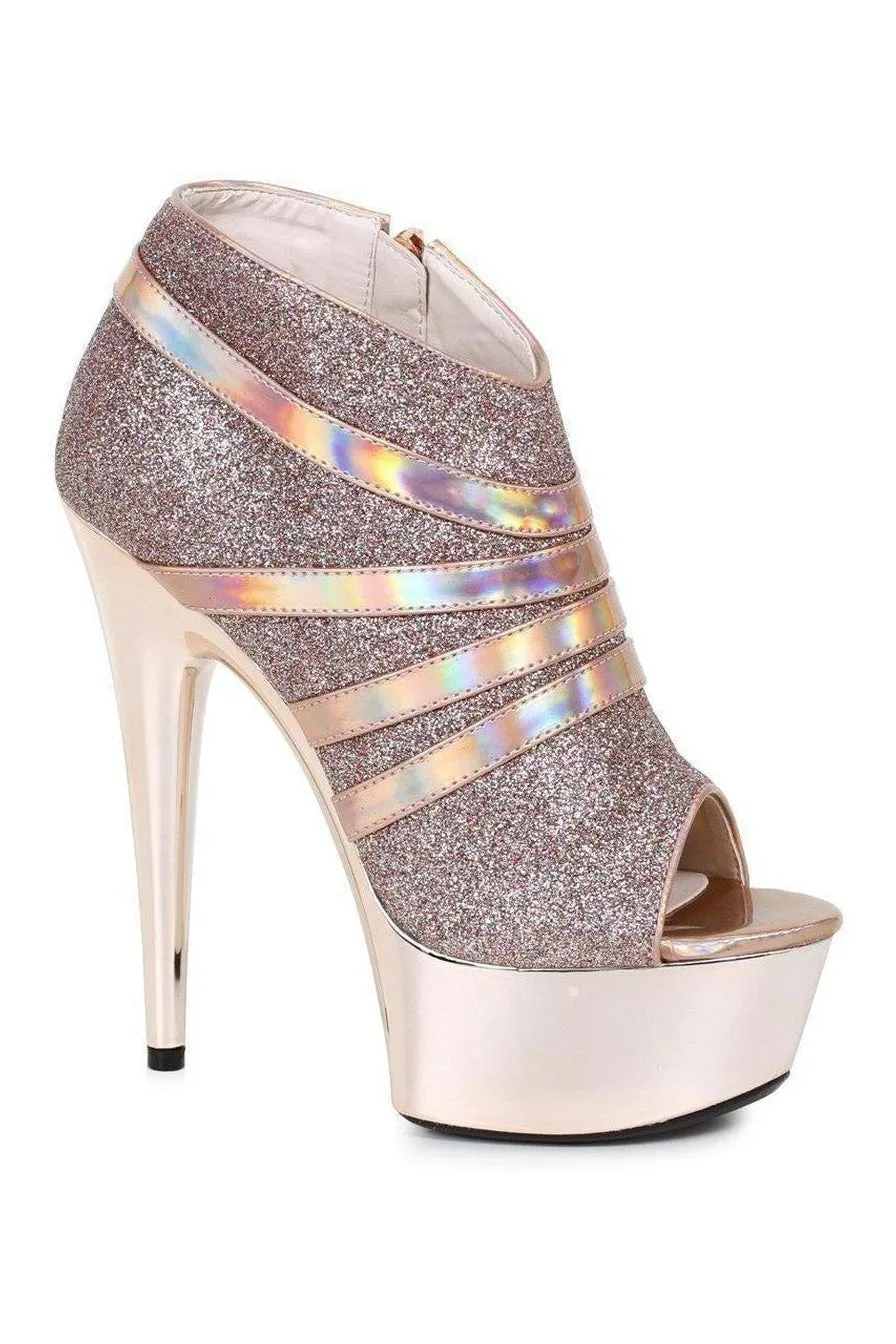 609-KIKI Platform Pump  | Gold Faux Leather
