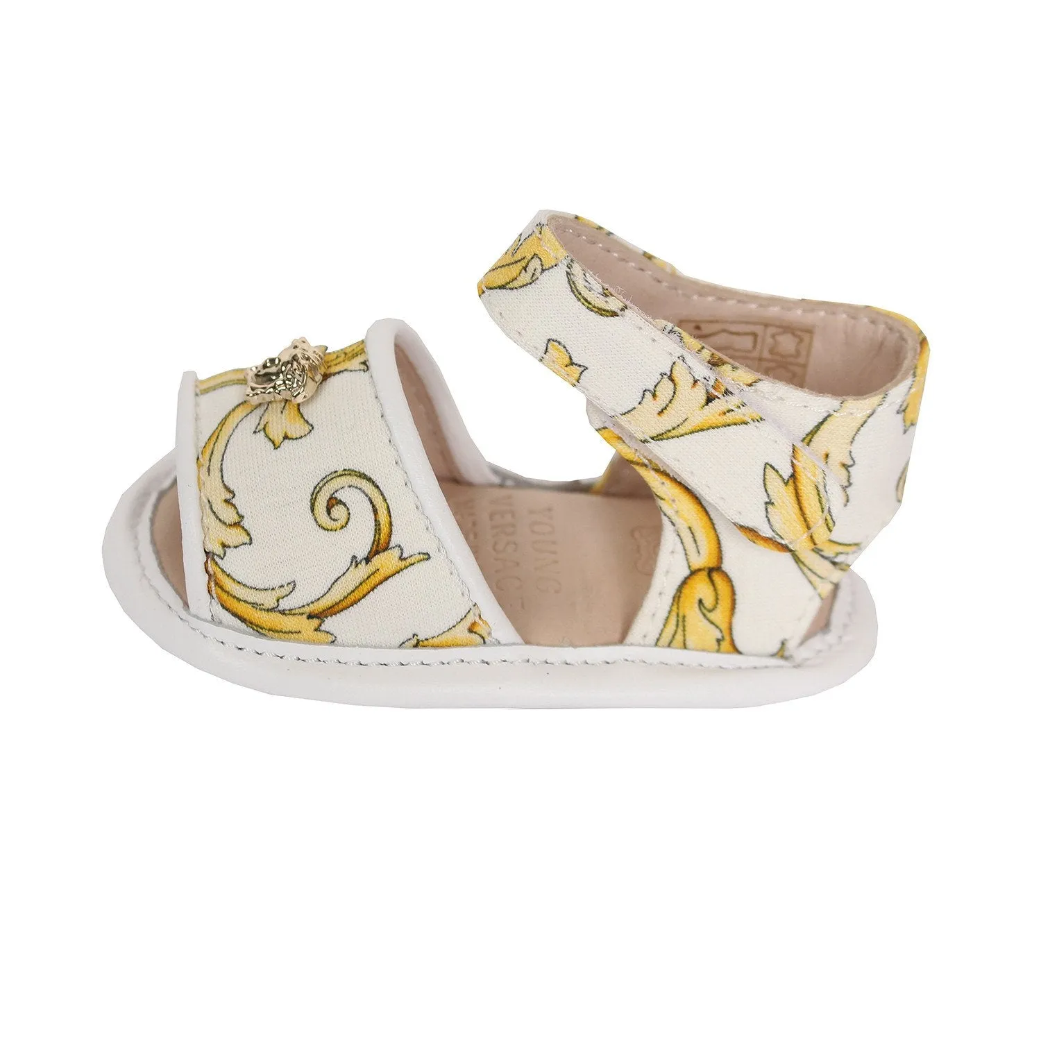 Baby Girl Crib Sandel Barocco Gold Print-White