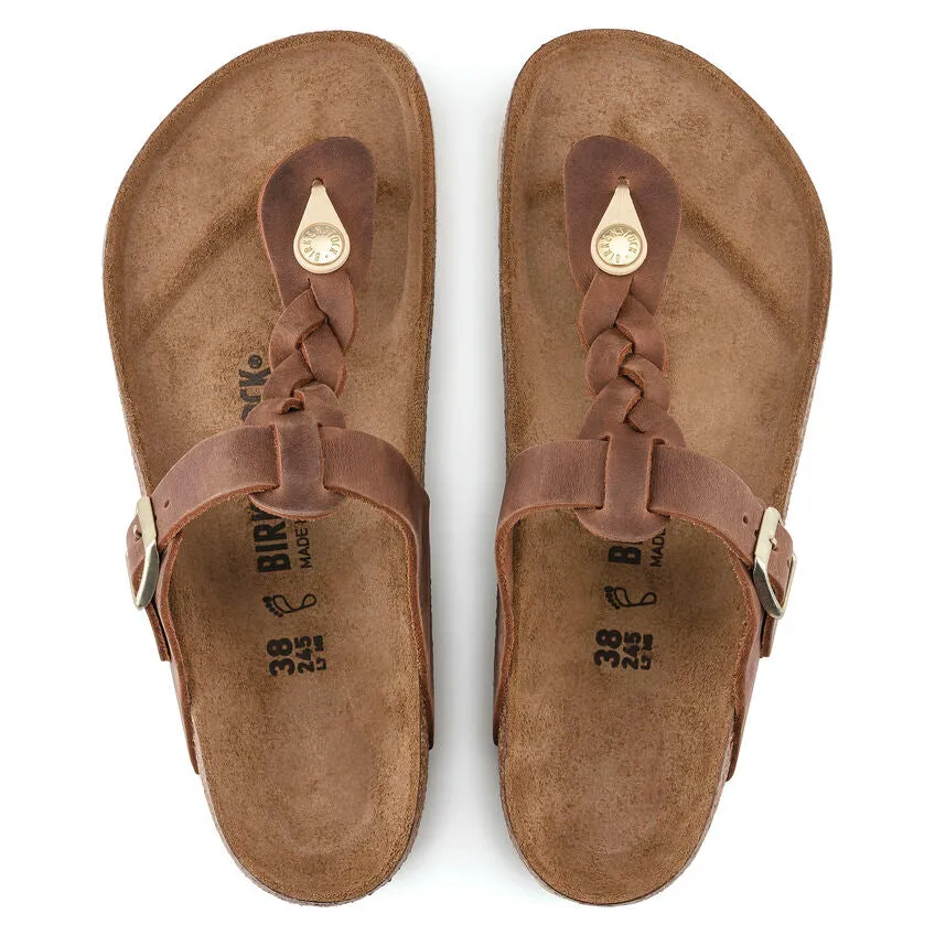 BIRKENSTOCK- GIZEH BRAIDED OILED LEATHER SANDAL