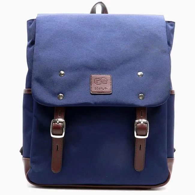 Canvas school sport L backpack sport Bag I Pad laptop Blanc Navy Blue