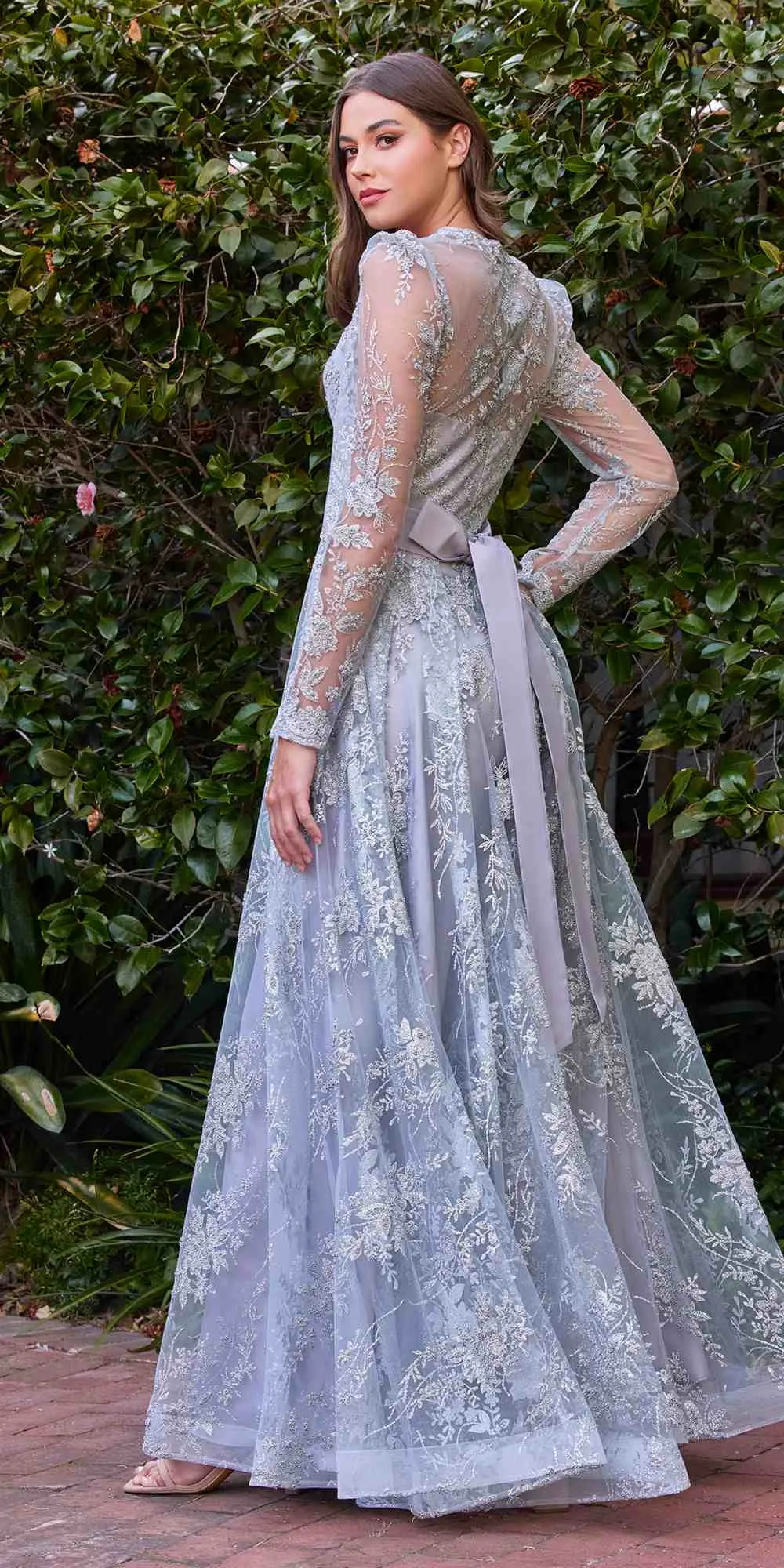 Cinderella Divine CD233 Long Sleeve Embellished Ball Gown