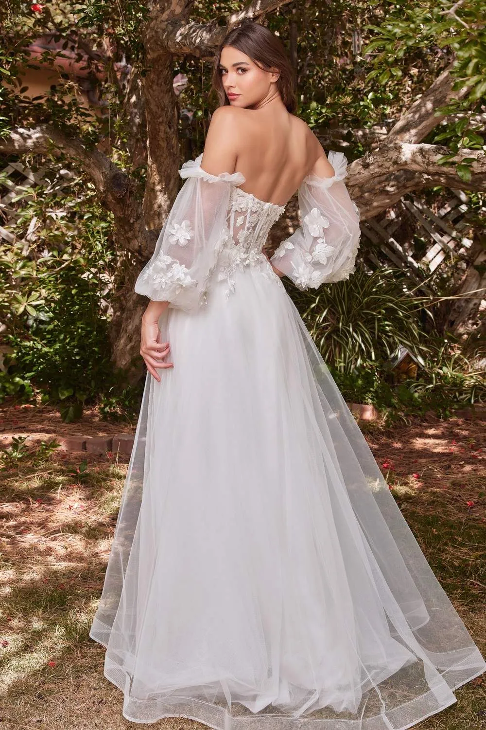 Cinderella Divine CD962W Strapless Off the Shoulder Tulle Gown