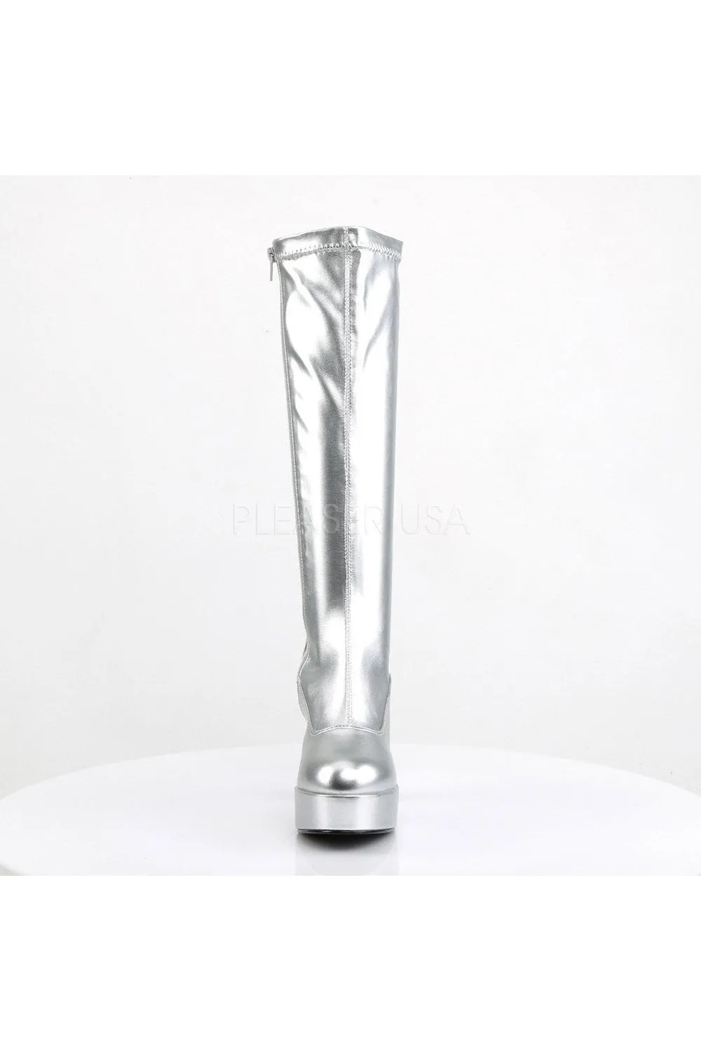 EXOTICA-2000 Go Go Boot | Silver Patent
