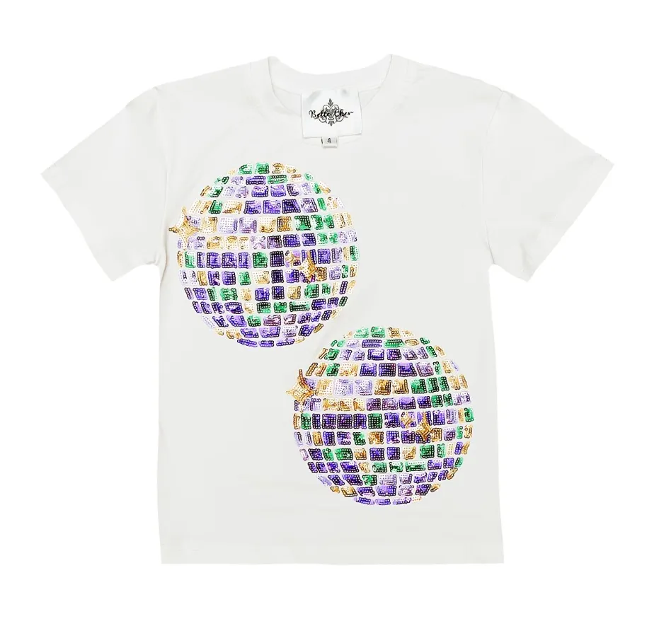 Girls White Disco Ball Shirt