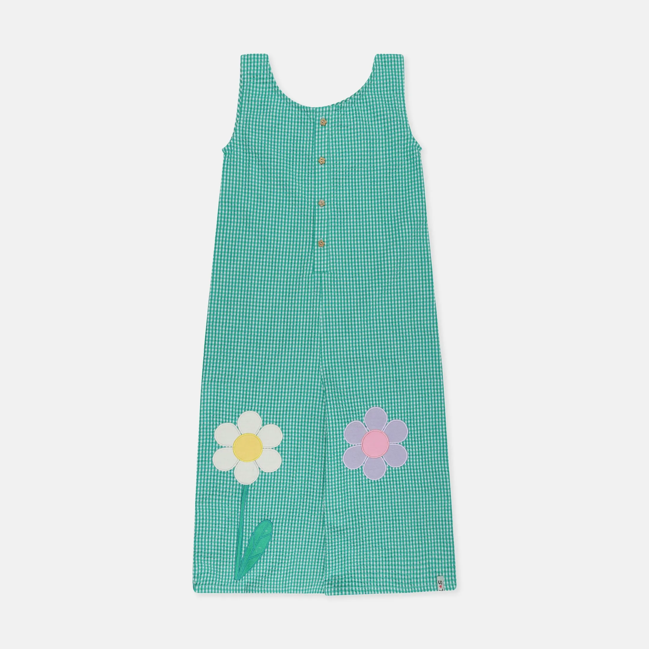 Green Gingham Print Jumpsuit