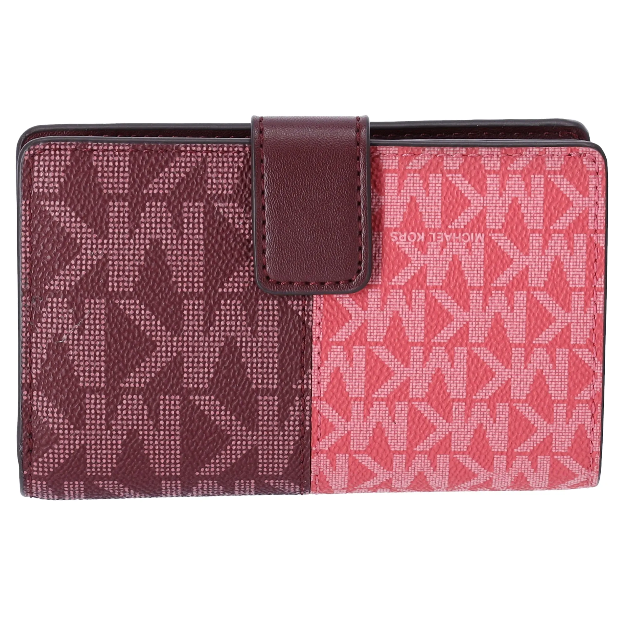 Michael Kors Jet Set Medium Bifold Zip Coin Signature Wallet Oxblood Multi MK