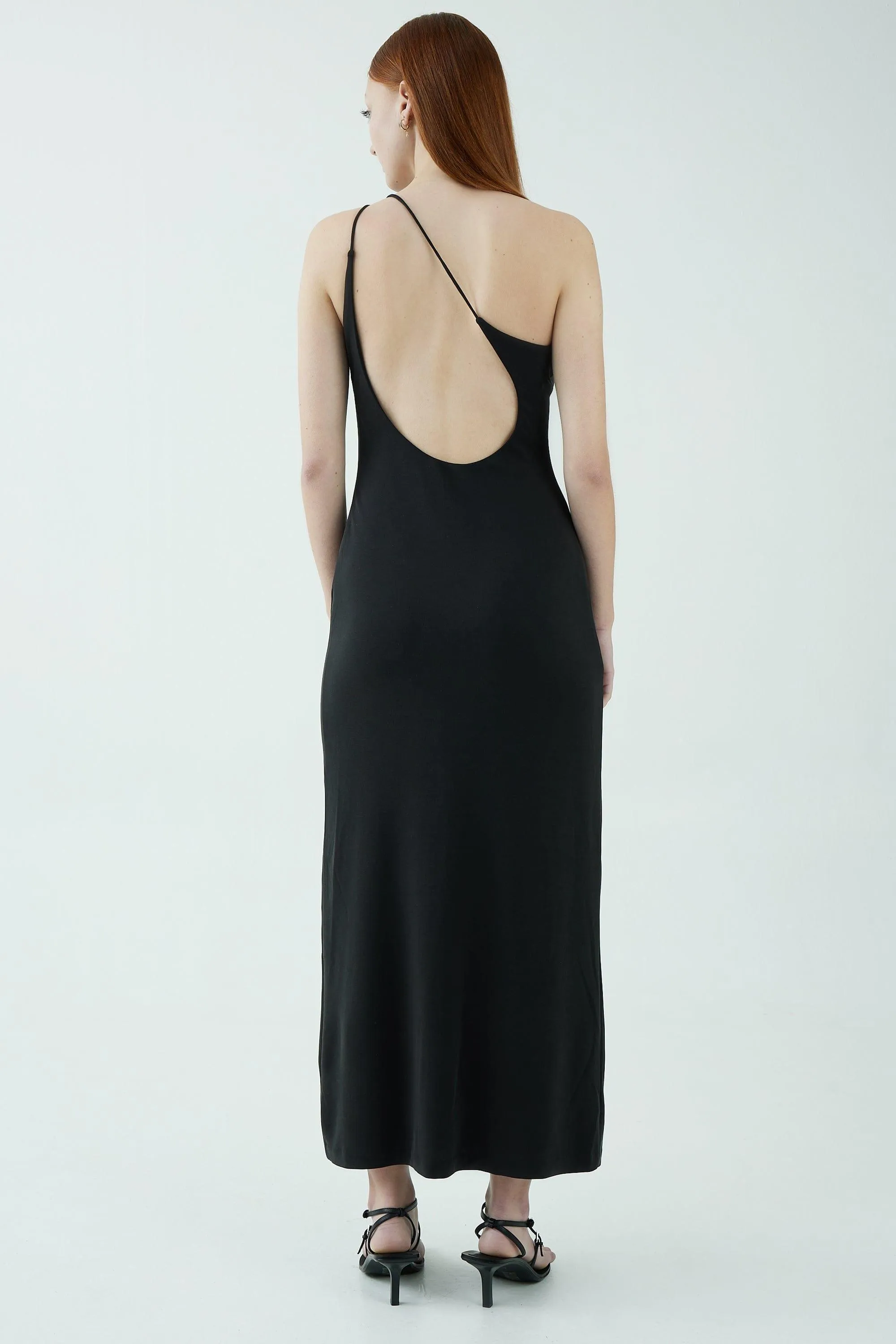 MODE ONE SHOULDER BACK OUT MAXI | WASHED BLACK | FINAL SALE