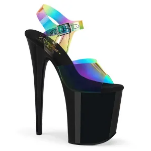 Pleaser Shoes Flamingo-808RB 8" Heel Platform Ankle Strap Sandal with Rainbow Upper