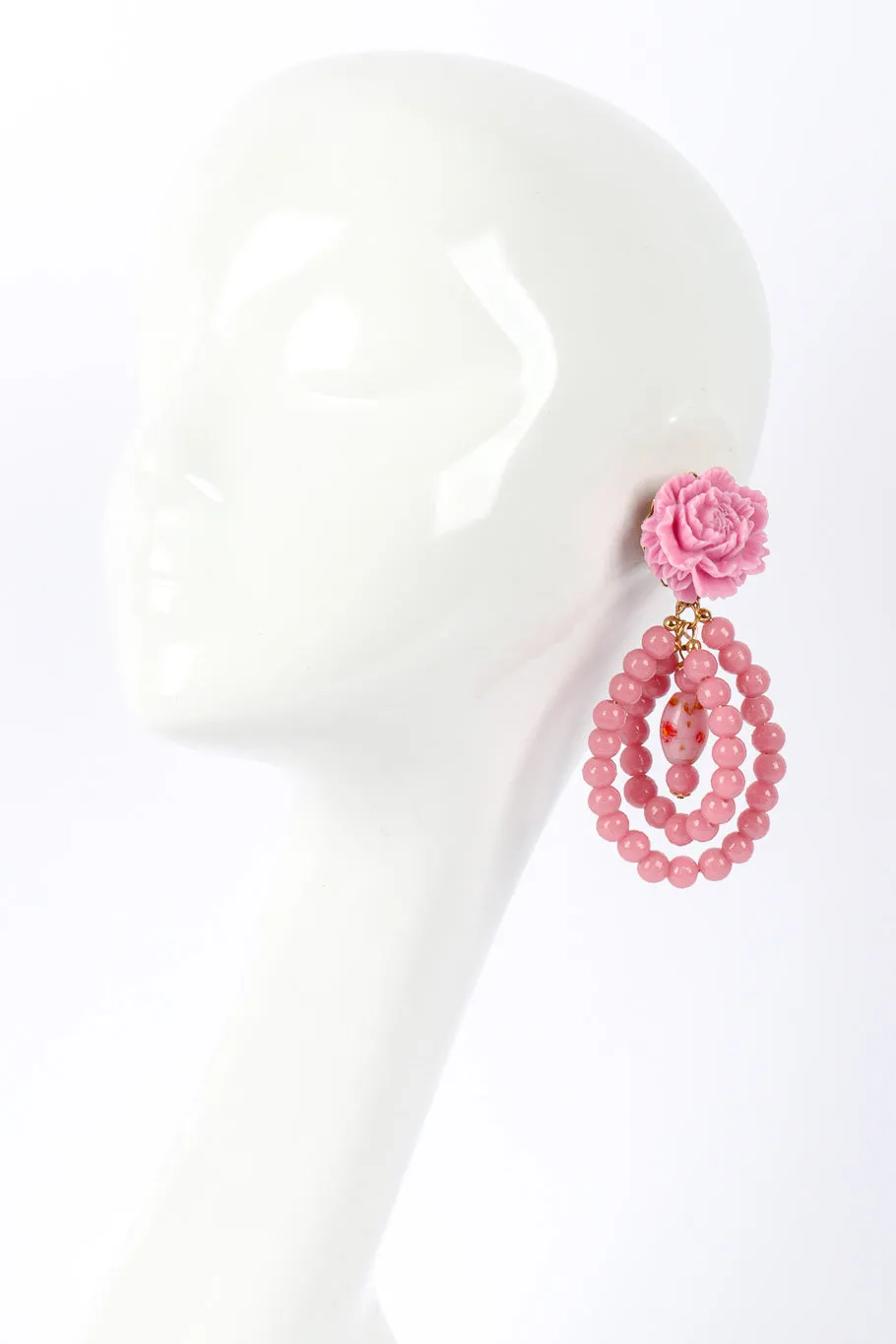 Rose Bead Hoop Earrings
