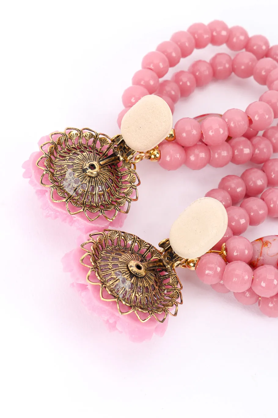 Rose Bead Hoop Earrings