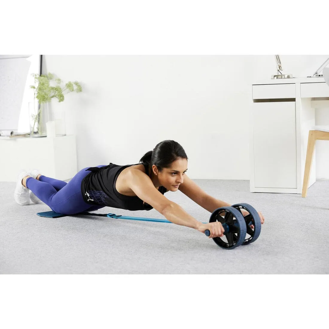 Roulette abdominale musculation avec ou sans élastique de guidage - Ab wheel evo