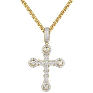Solitaire Cluster Custom Silver Cross Pendant Necklace