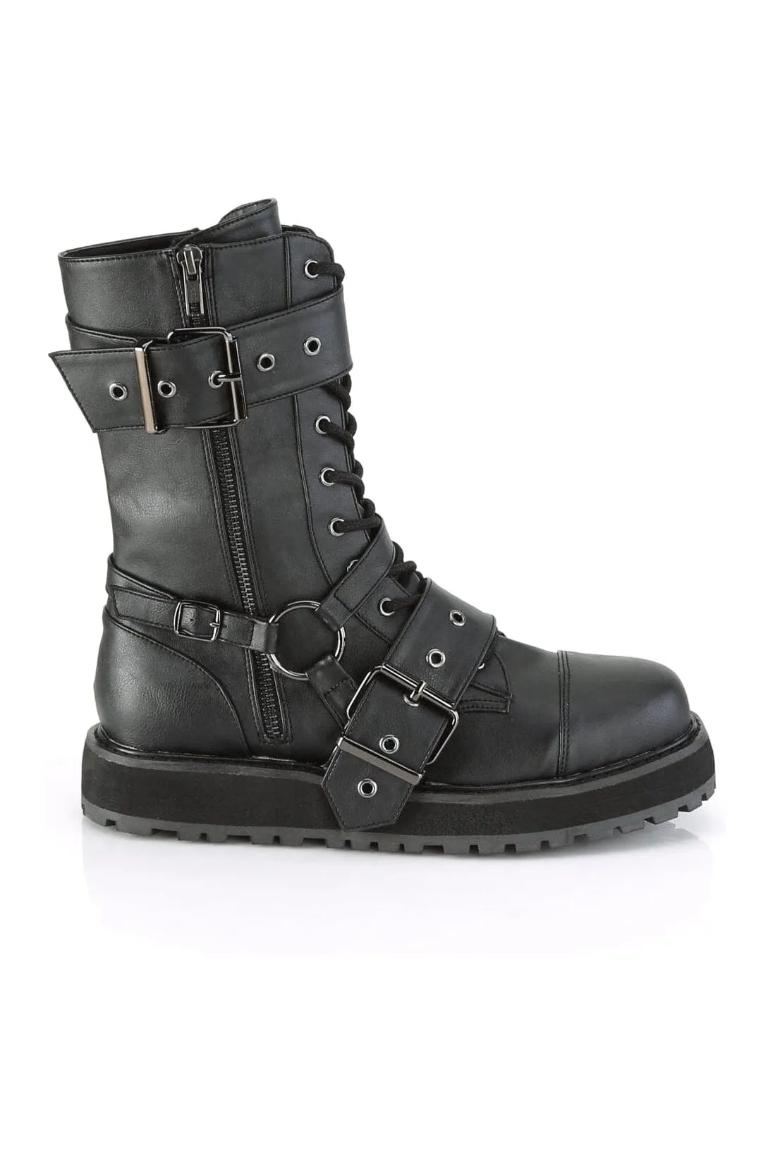 VALOR-220 Black Vegan Leather Knee Boot