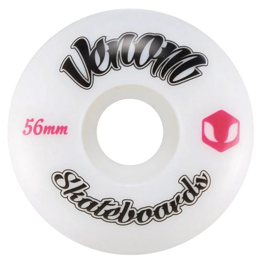 Venom Skateboards Logo White Skateboard Wheels & Skatewarehouse ABEC 9 Bearings Pack