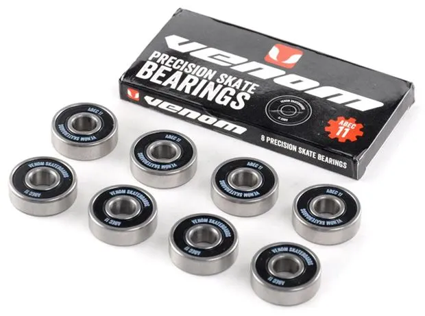 Venom Skateboards Logo White Skateboard Wheels & Venom ABEC 11 Bearings Pack